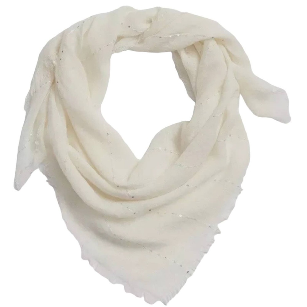 GAP ivory woven scarf with sequins and fringe NWT